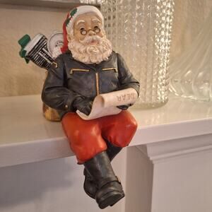 Harley Davidson shelf sitting Santa bike engine vintage 1997 christmas decor